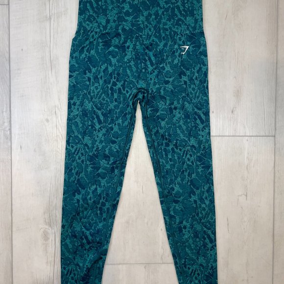 Gymshark Womens Legging Adapt Animal Seamless Teal Scrunched Back - Picture 4 of 7